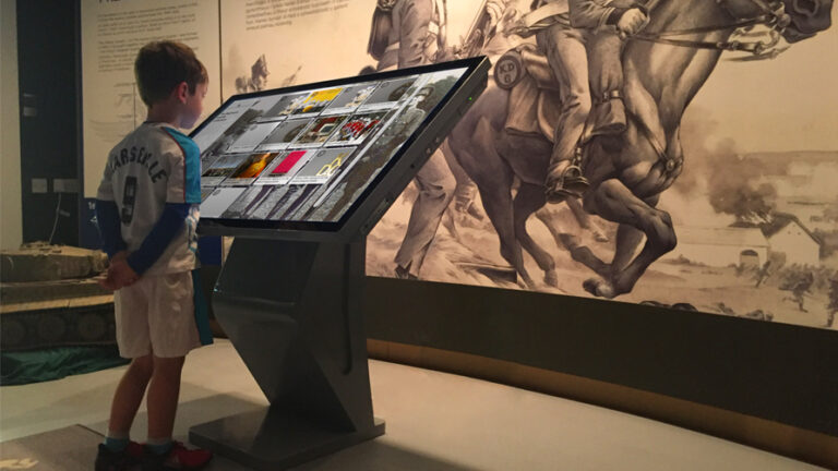 Lightbox 2 Media Browsing Software on 55 Inch Touchscreen Kiosk by Blackbox av at Cardiff Castle Museum 768x432