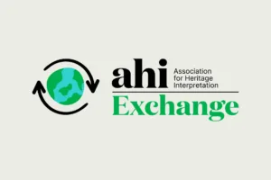 Logo text reads ahi Exchange association for heritage interpretation